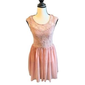 Pink Lace Dress Medium Sequin Sparkly Tulle Medium Nicole K Fairycore M Sparkle